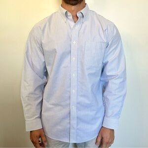L.L. Bean Classic Blue & White Pinstripe Button-Down Shirt size XL